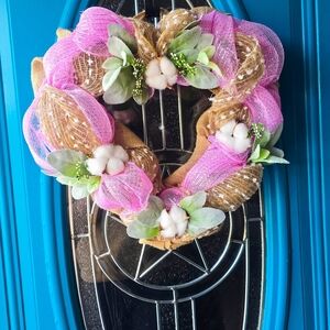 Pink and Gold Heart Wreath